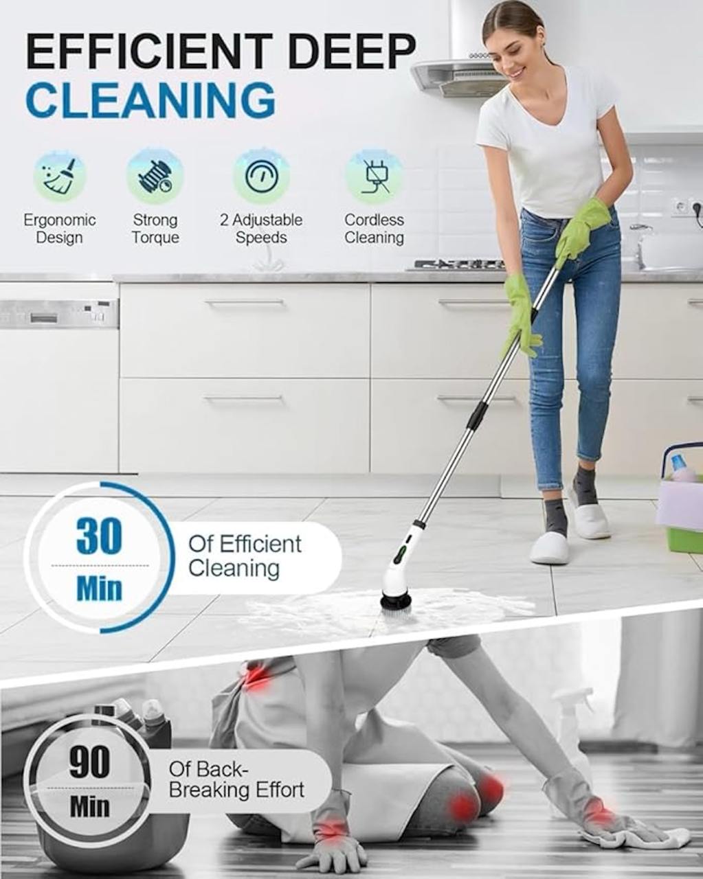 9 in 1 Cordless Electric Spin Scrubber
