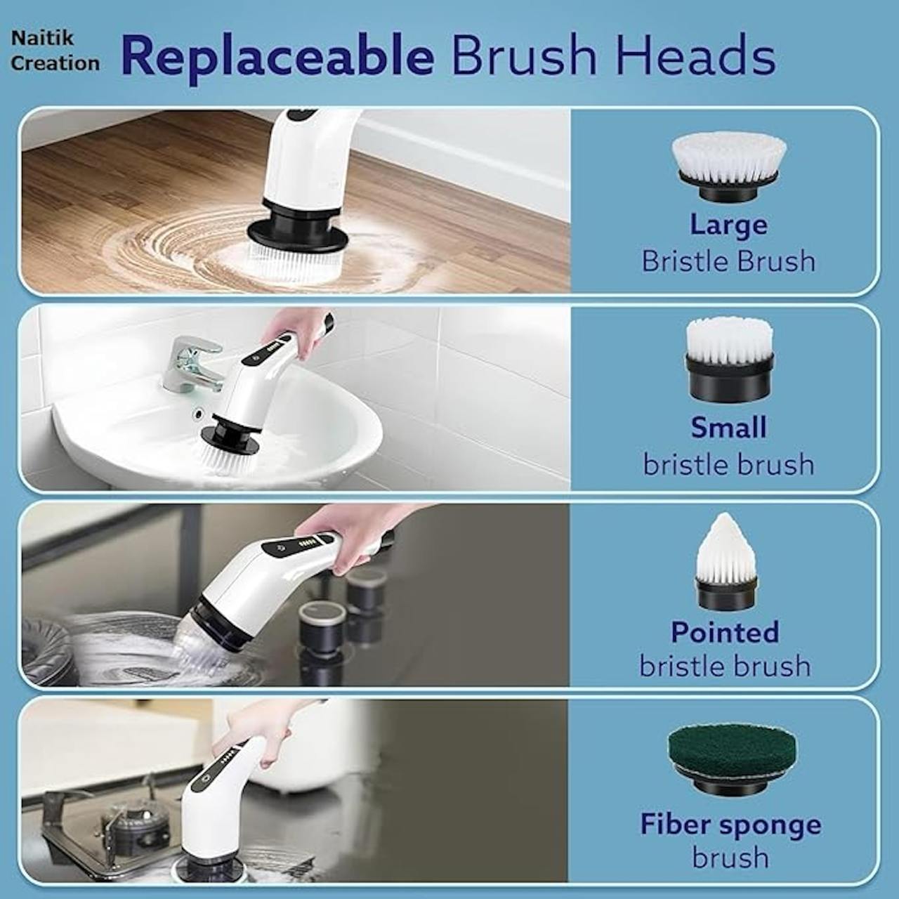 9 in 1 Cordless Electric Spin Scrubber