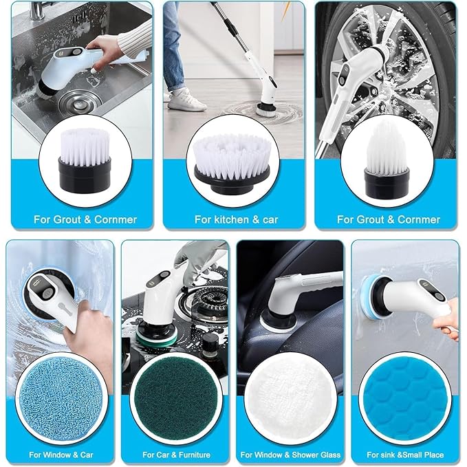 9 in 1 Cordless Electric Spin Scrubber